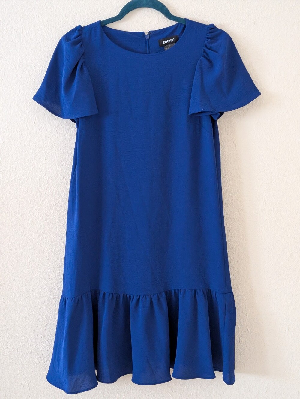 DKNY Royal Blue Drop Waist Ruffle Dress Size 2